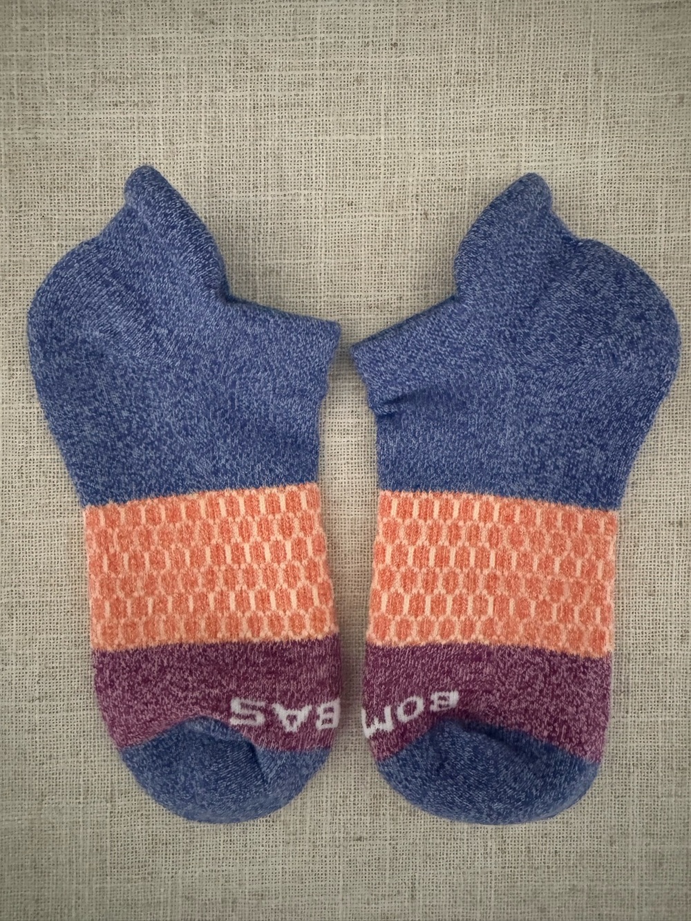 Bombas Tri-Block Ankle Socks NEW Blue Womens Active Athletic Small